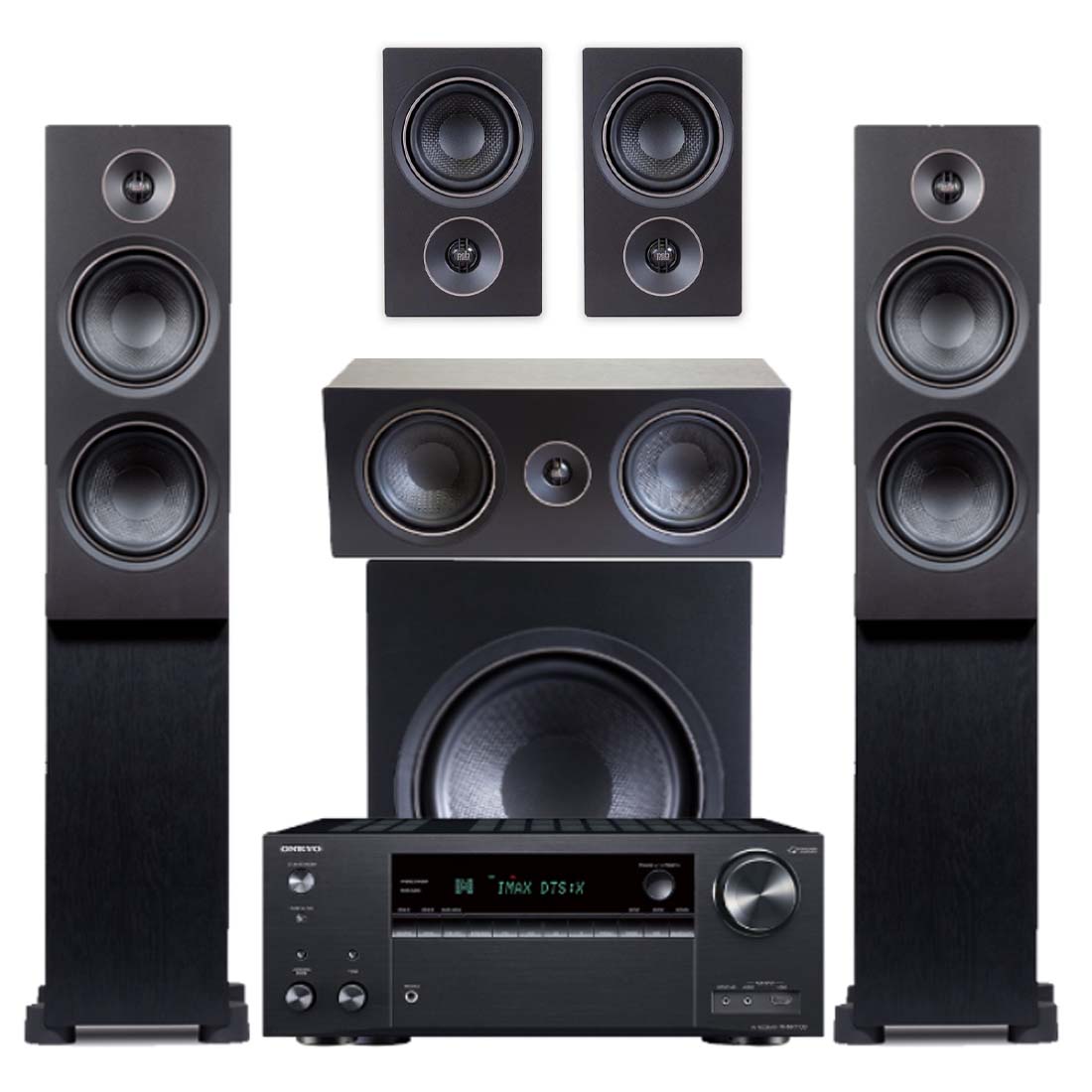 Onkyo TX-NR6100 7.2 Ch A/V Receiver | PSB Alpha Bookshelf Speaker Bundle – Black Ash #3