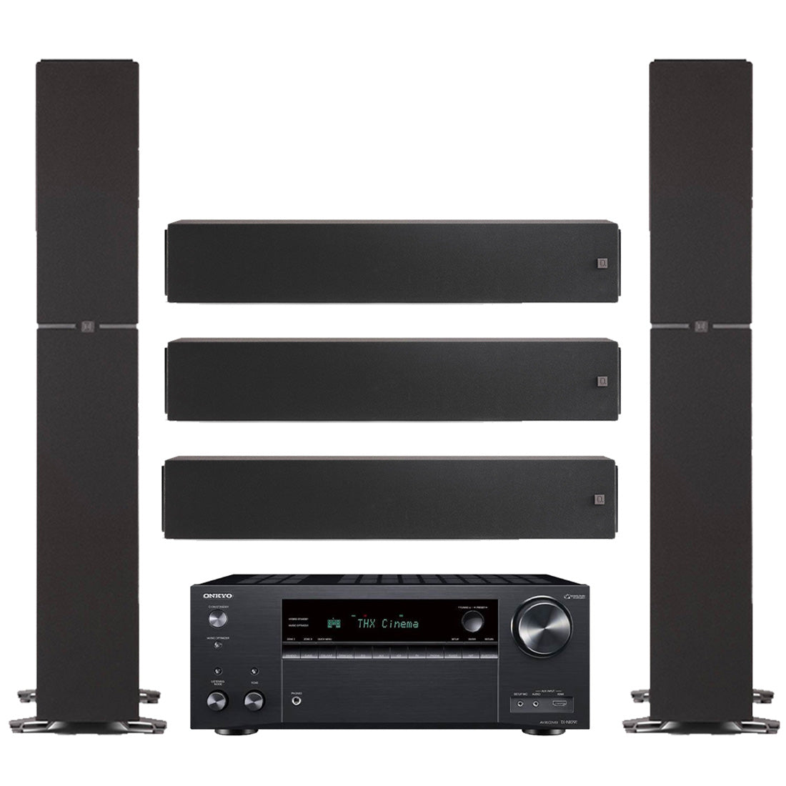 Onkyo TX-NR797 9.2-Ch Receiver | Definitive Technology Dymension DM70 Bipolar Floor Standing Speakers – Black | DM20 Center Channel Speaker – Black - Bundle