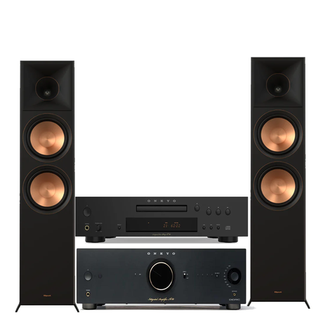 Onkyo A50B Icon Integrated Amplifier | Onkyo C30B CD Player | Klipsch RP-8000F II Floor Standing Speakers - Pair - Bundle