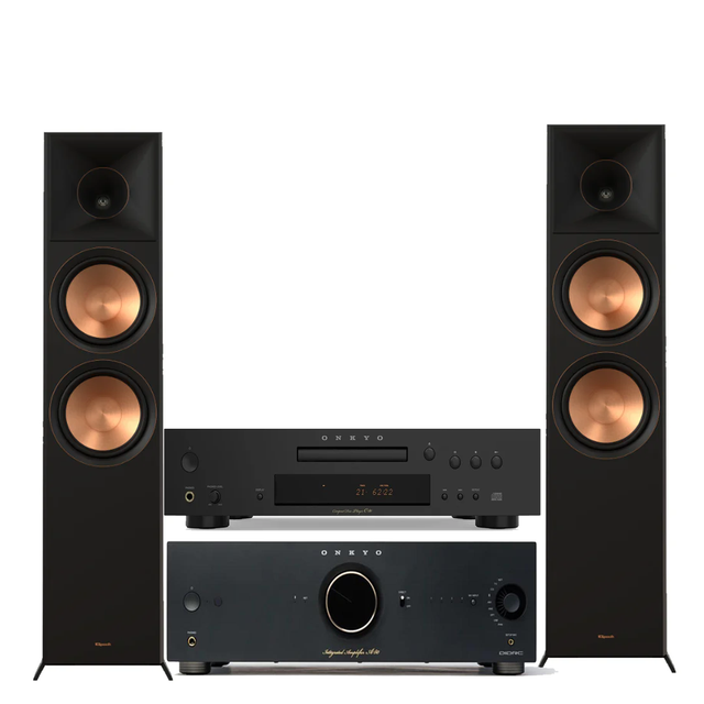 Onkyo A50B Icon Integrated Amplifier | Onkyo C30B CD Player | Klipsch RP-8000F II Floor Standing Speakers - Pair - Bundle