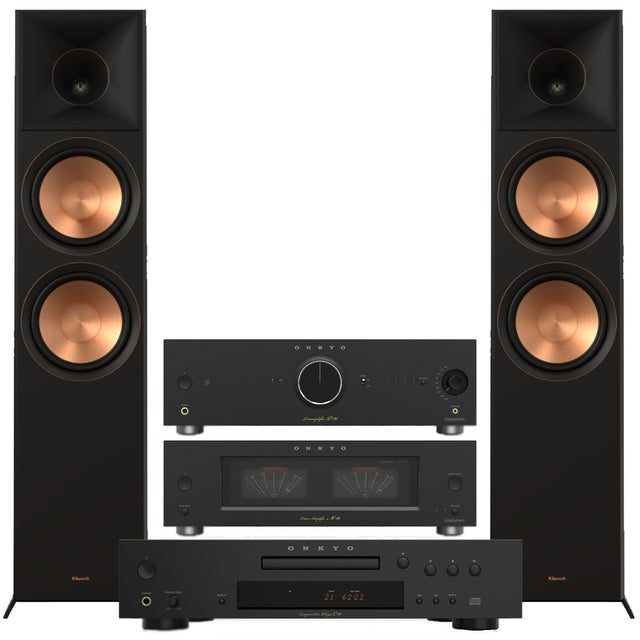Onkyo Icon P80B Network Preamplifier | M80B Power Amplifier | C30B CD Player | Klipsch RP-8000F II Floor Standing Speakers - Pair - Bundle