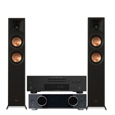 Onkyo Muse Y-50 Network Streamer Integrated Amplifier | Onkyo C30B CD Player | Klipsch RP-5000F II Floor Standing Speakers - Pair - Bundle