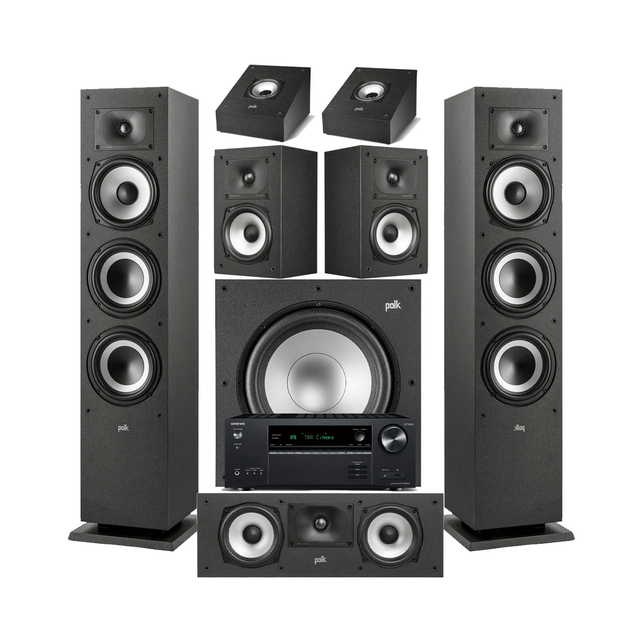 Onkyo TX-NR6100 7.2 Channel THX Certified Network A/V Receiver | Polk Audio XT60 Floor Standing Speakers - Pair| Monitor XT30 Center Channel | XT15 Bookshelf Speakers | XT90 Height Speaker | XT12 12” Powered Subwoofer - Bundle