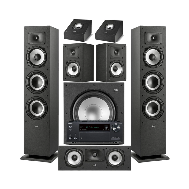 Onkyo TX-NR7100 9.2 Channel THX Certified Network A/V Receiver | Polk Audio XT60 Floor Standing Speakers - Pair| Monitor XT30 Center Channel | XT15 Bookshelf Speakers | XT90 Height Speaker | XT12 12” Powered Subwoofer - Bundle