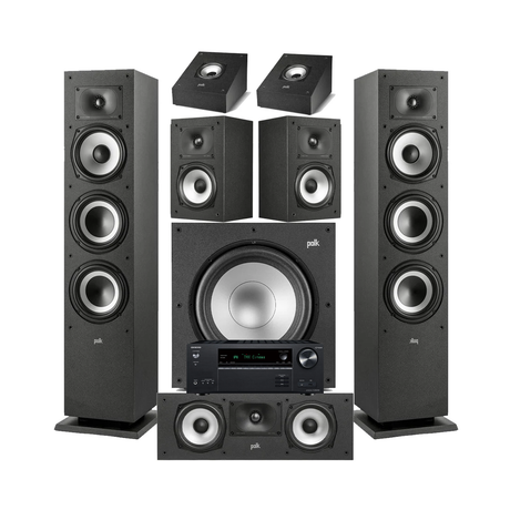 Onkyo TX-NR6100 7.2 Channel THX Certified Network A/V Receiver | Polk Audio XT60 Floor Standing Speakers - Pair| Monitor XT30 Center Channel | XT15 Bookshelf Speakers | XT90 Height Speaker | XT12 12” Powered Subwoofer - Bundle