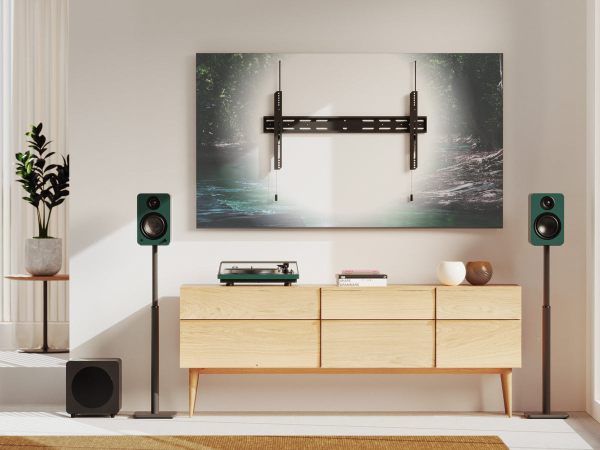 Kanto PF500 Fixed Low-Profile TV Wall Mount for 65"–120" TVs with 250 lb Capacity - Black
