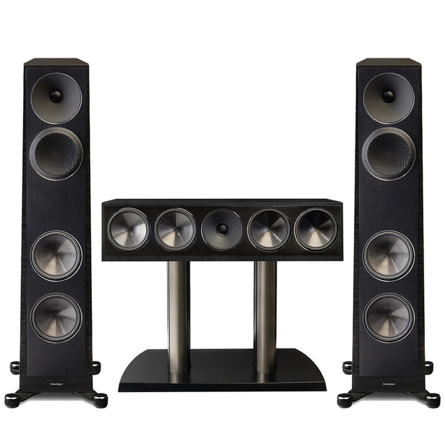 Paradigm Founder 80F Floor Standing Speaker - Pair | Founder 90C Center Channel Speaker - Black Walnut - Bundle