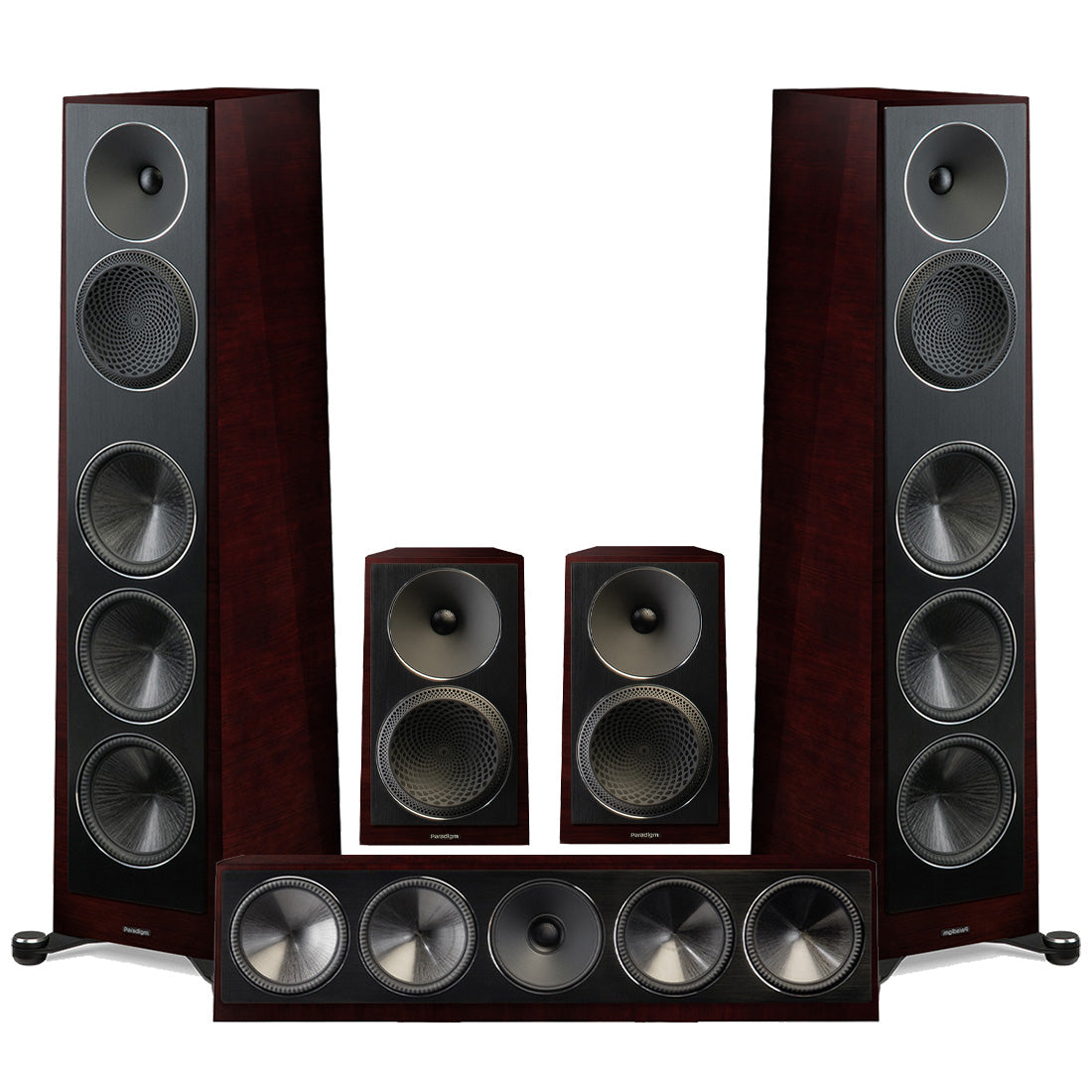 Paradigm Founder 120H Floor Standing Speakers | Founder 90C Center Channel Speaker | Paradigm Founder 40B Bookshelf Speakers - Midnight Cherry - Bundle