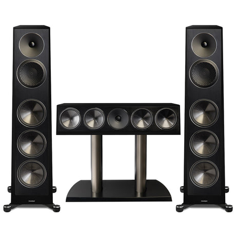 Paradigm Founder 100F Floor Standing Speaker - Pair | Founder 90C Center Channel Speaker - Gloss Black - Bundle