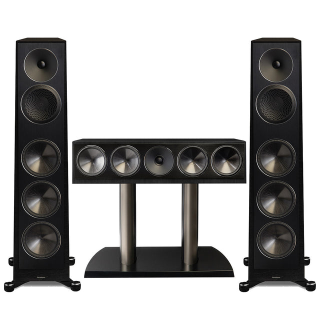 Paradigm Founder 100F Floor Standing Speaker - Pair | Founder 90C Center Channel Speaker - Black Walnut - Bundle