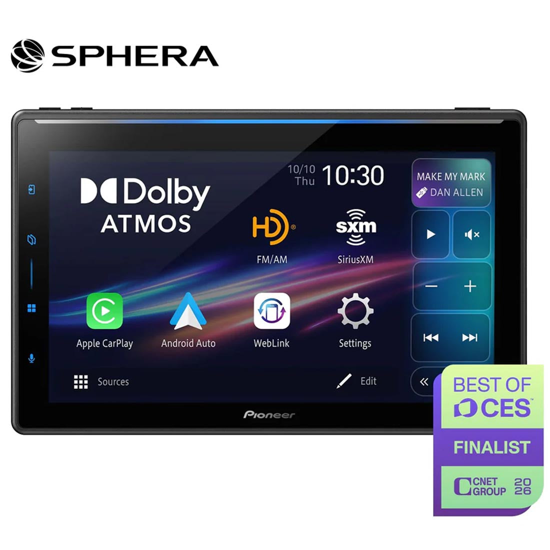 Pioneer SPHERA DMH-WT8000NEX 10.1" Floating Digital Multimedia Receiver