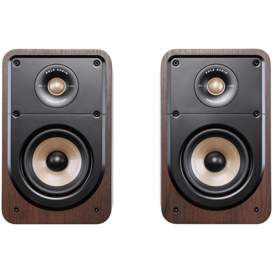Pair of Polk Audio ES15 speakers with brown finish