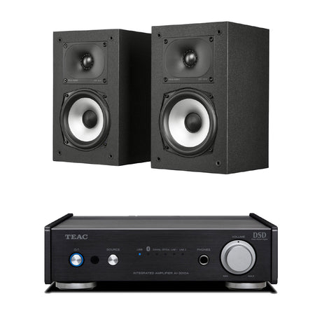 Polk Audio Monitor XT15 Compact Bookshelf Speakers (Pair) | TEAC AI301DAXB Integrated Amplifier w/ USB DAC - Bundle