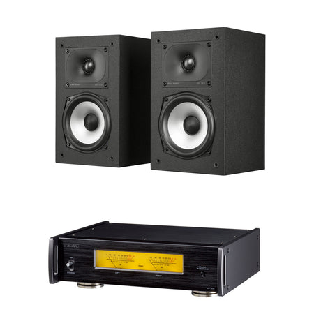 Polk Audio Monitor XT15 Compact Bookshelf Speakers (Pair) | TEAC AP505B Stereo Power Amplifier - Bundle