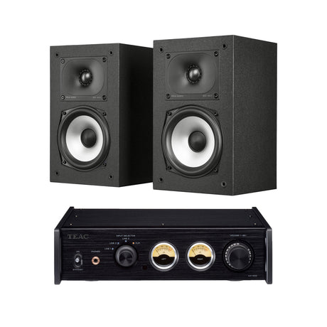 Polk Audio Monitor XT15 Compact Bookshelf Speakers (Pair) | TEAC AX505B Integrated Amplifier - Bundle