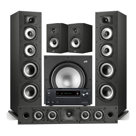 Onkyo TX-NR7100 9.2 Channel THX Certified Network A/V Receiver | Polk Audio Monitor XT70 Floor standing Speakers | Monitor XT35 High Res Loudspeaker |  Monitor XT20 High Res Loudspeaker | Monitor XT12 12” Powered Subwoofer - Bundle