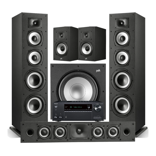 Onkyo TX-NR7100 9.2 Channel THX Certified Network A/V Receiver | Polk Audio Monitor XT70 Floor standing Speakers | Monitor XT35 High Res Loudspeaker |  Monitor XT20 High Res Loudspeaker | Monitor XT12 12” Powered Subwoofer - Bundle