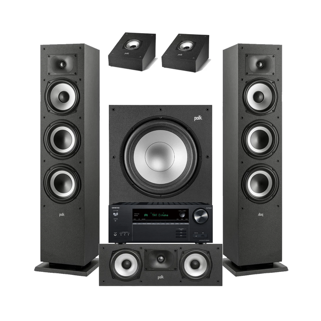 Onkyo TX-NR6100 7.2 Channel THX Certified Network A/V Receiver | Polk Audio XT60 Floor Standing Speakers – Pair | Polk Audio Monitor XT30 Center Channel | XT90 Height Speakers- Pair | Polk Audio XT12 12” Subwoofer - Bundle