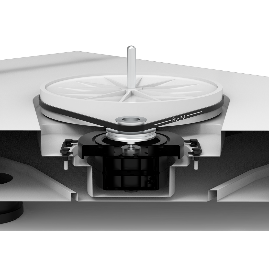 Pro-Ject X2 B motor, plinth, and tune TPE belt