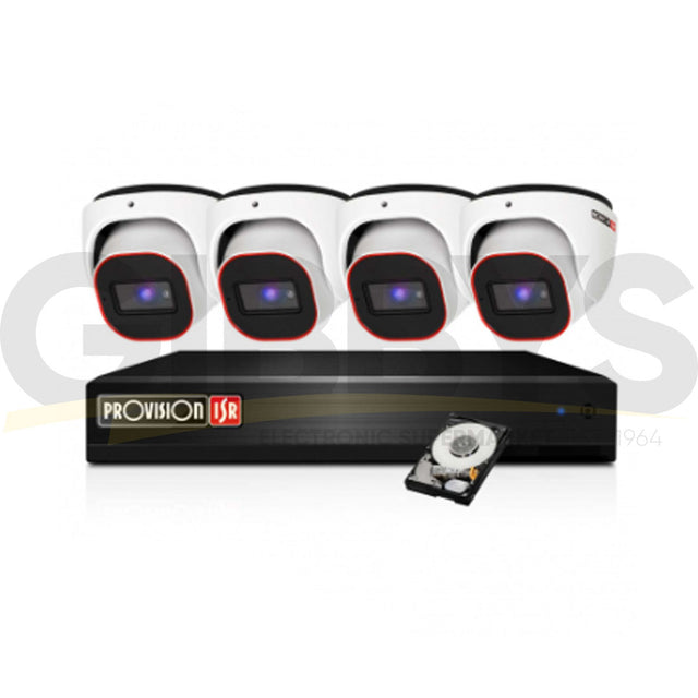 Provision 2MP Turret Camera Security Bundle x 4 – White