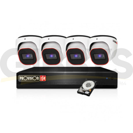 Provision 444MP Turret Camera Security Bundle x 4 – White