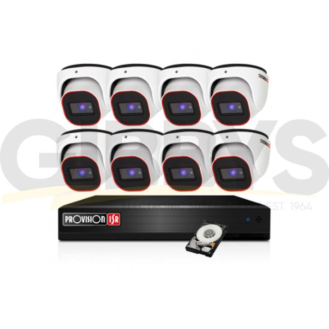 Provision 884MP Turret Camera Security Bundle x 8 – White