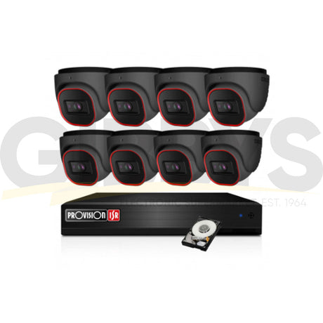 Provision 88MP Turret Camera Security Bundle x 8 – Grey