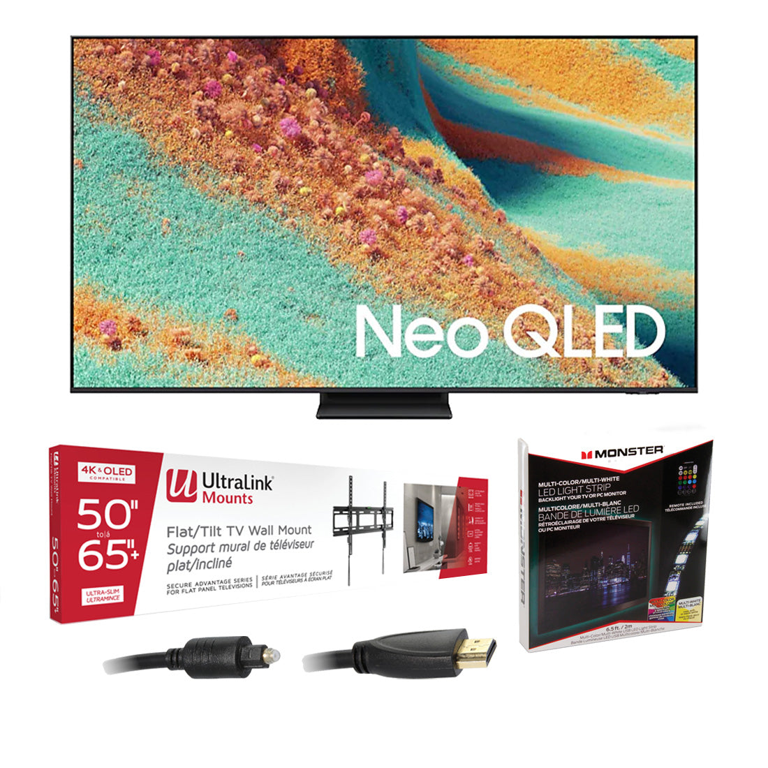 Samsung QN55QN85FAFXZC 55" Neo QLED 4K Vision AI Smart TV | Ultralink KIT3LED Home Entertainment Starter Kit Bundle