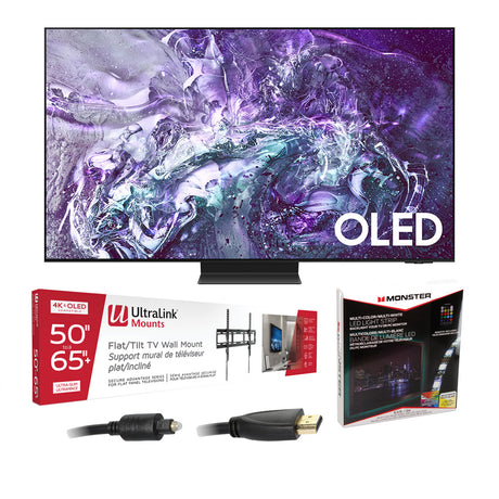 Samsung QN55S95DAFXZC 55" OLED 4K Smart TV | Ultralink KIT3LED Home Entertainment Starter Kit Bundle