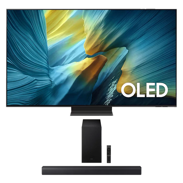 Samsung S95F OLED 4K Vision AI Smart TV | HW-B550F/ZC 2.1 Channel Soundbar - 2025 (HWB550F/ZC) - Bundle
