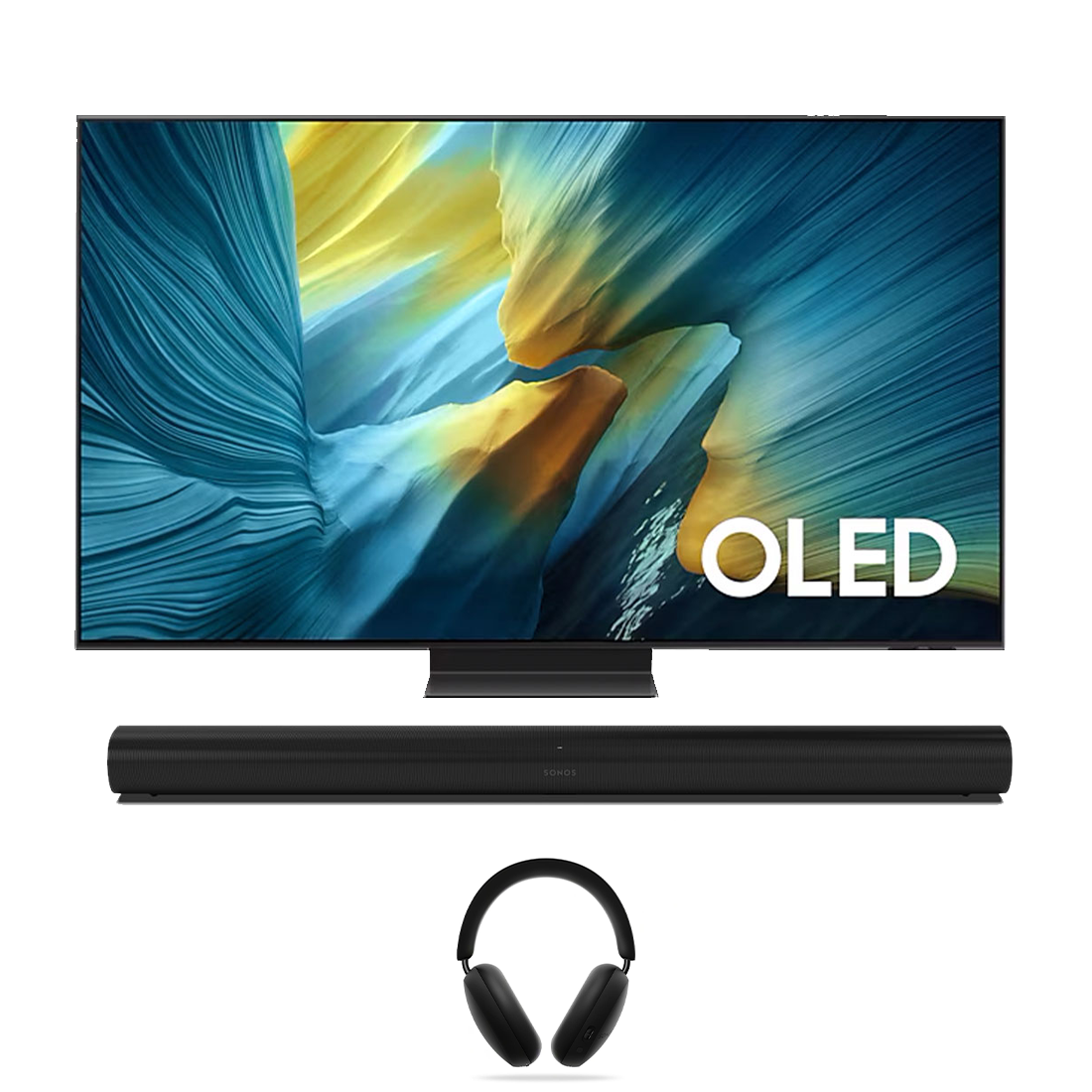 Samsung S95F OLED 4K Vision AI Smart TV - 2025 | Sonos Ace Wireless Over-Ear Active Noise Cancelling Headphones | Sonos Arc Premium Smart Soundbar - Bundle