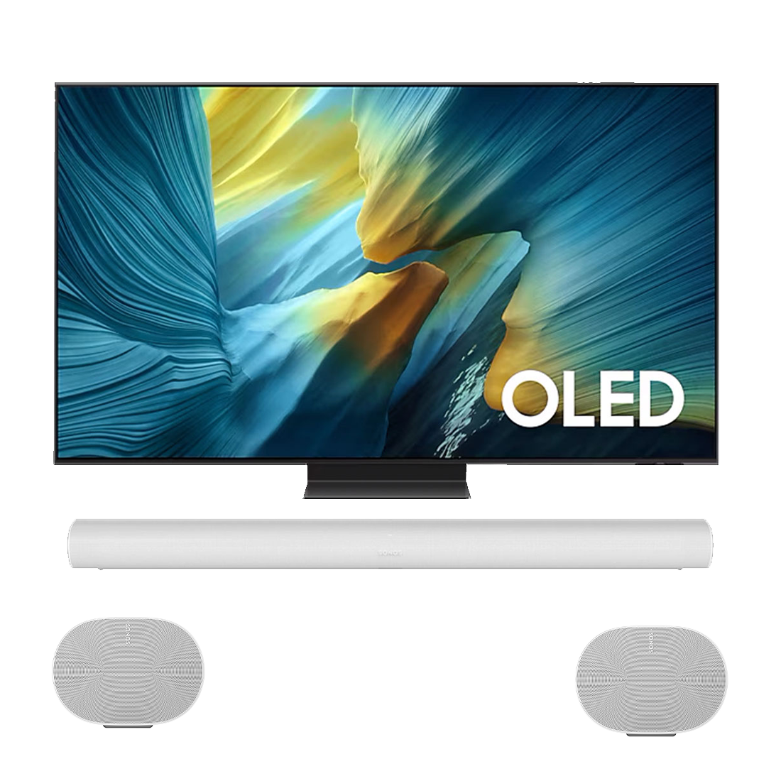 Samsung S95F OLED 4K Vision AI Smart TV - 2025 | Sonos Premium Surround Set with Arc - Arc | Era 300 (2) - Bundle