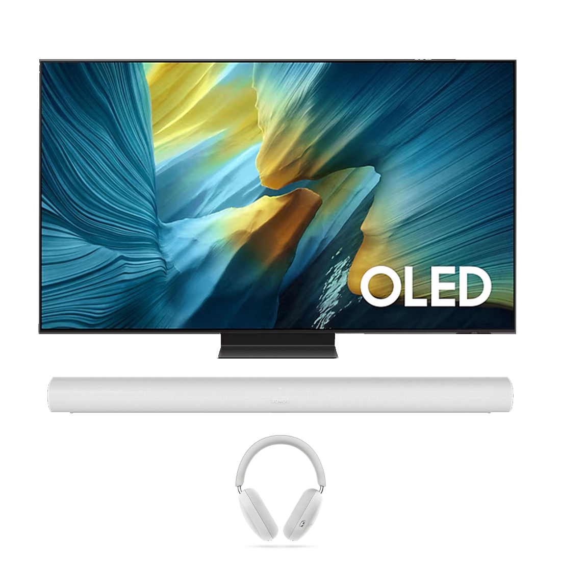 Samsung S95F OLED 4K Vision AI Smart TV - 2025 | Sonos Ace Wireless Over-Ear Active Noise Cancelling Headphones | Sonos Arc Premium Smart Soundbar - Bundle