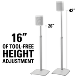 Sanus WSSA1-W1 16" Adjustable Height Speaker Stands for Sonos ONE, Play:1, and Play:3 - White - Each