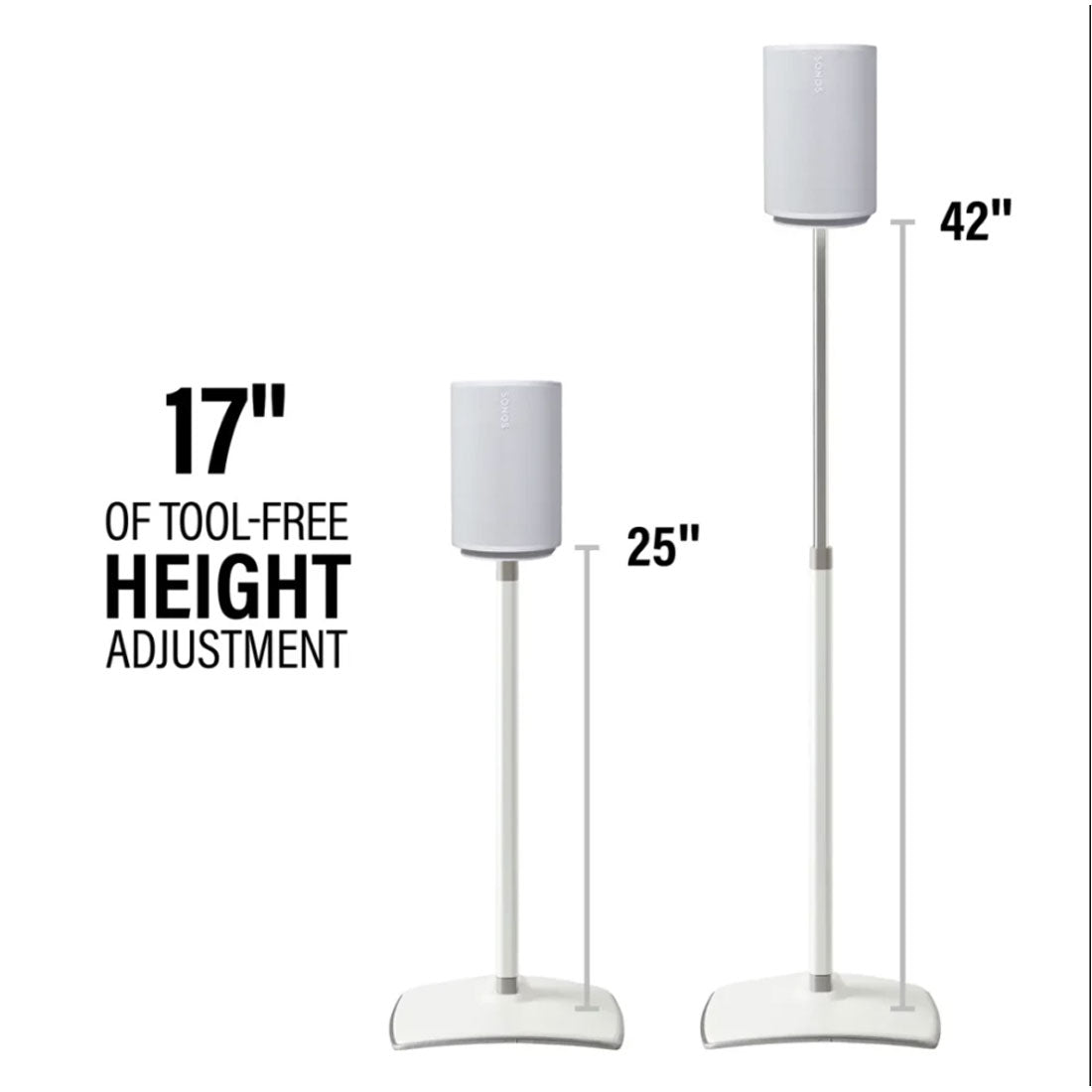 Sanus WSSE1A1-W2 Height Adjustable Speaker Stand for Sonos Era 100 - 25" to 42" - White