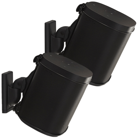 Sanus WSWM22-B1 Speaker Swivel and Tilt Wall Mounts for Sonos ONE, Play:1, and Play:3 - Black - Pair