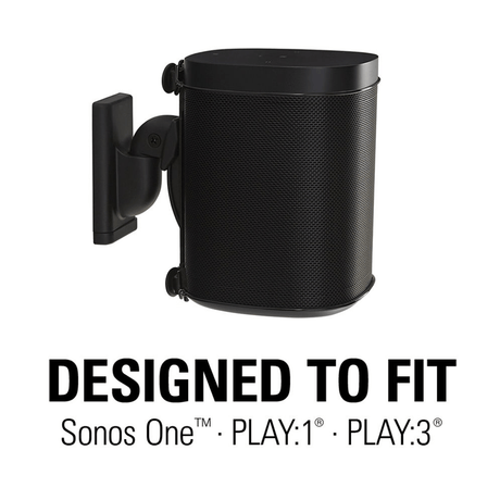 Sanus WSWM22-B1 Speaker Swivel and Tilt Wall Mounts for Sonos ONE, Play:1, and Play:3 - Black - Pair