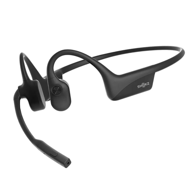 Shokz OpenComm2 Black Bluetooth Stereo Headset Noise Cancelling Boom Mic with Mute Button - Bone Conduction - Water Resistant IP55 - 16Hr Talk Time