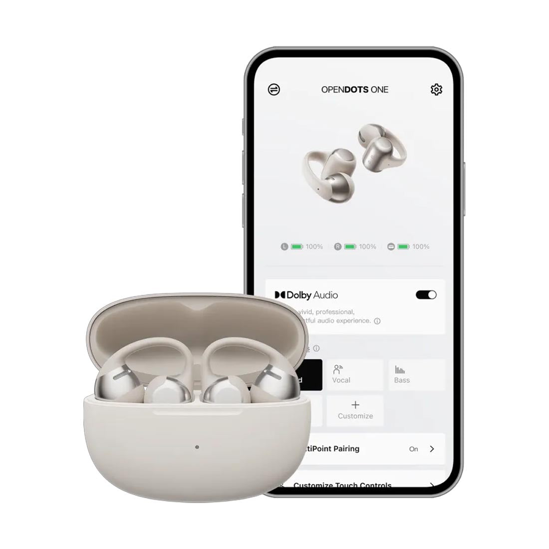 Shokz OpenDots ONE Clip-On True Wireless Earbuds with Interchangeable Design & Charging Case