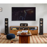 A home theater with Polk ES55 Tower Speakers