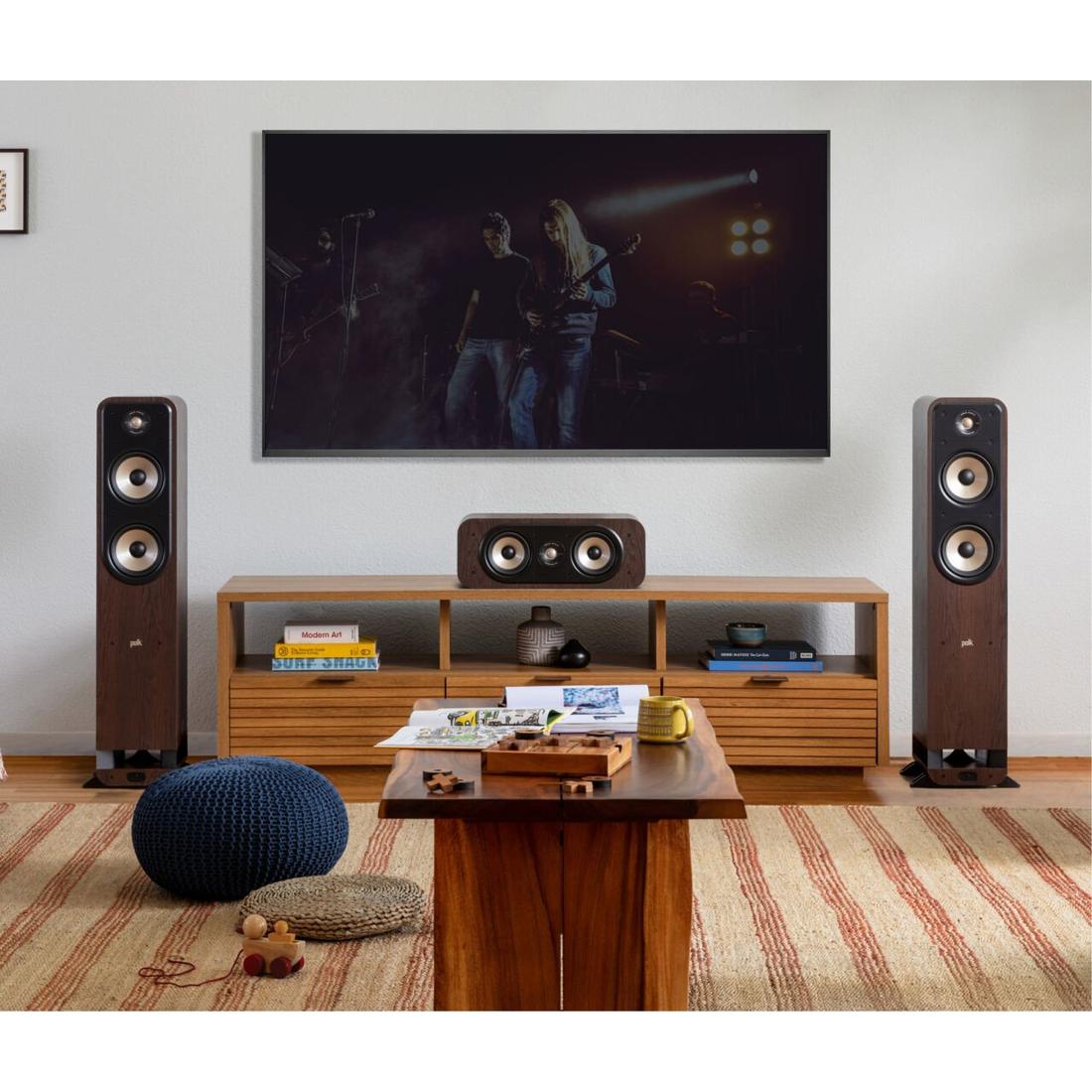 Home theater with Polk ES55 Tower Speakers