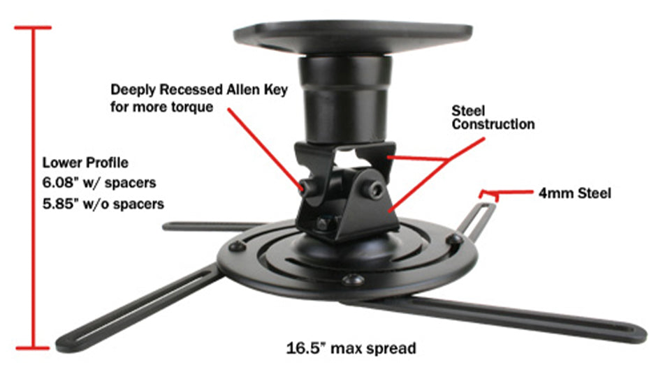 Strong Mounts SM-PROJ-M-BLK Universal Projector Mount – 30 lbs
