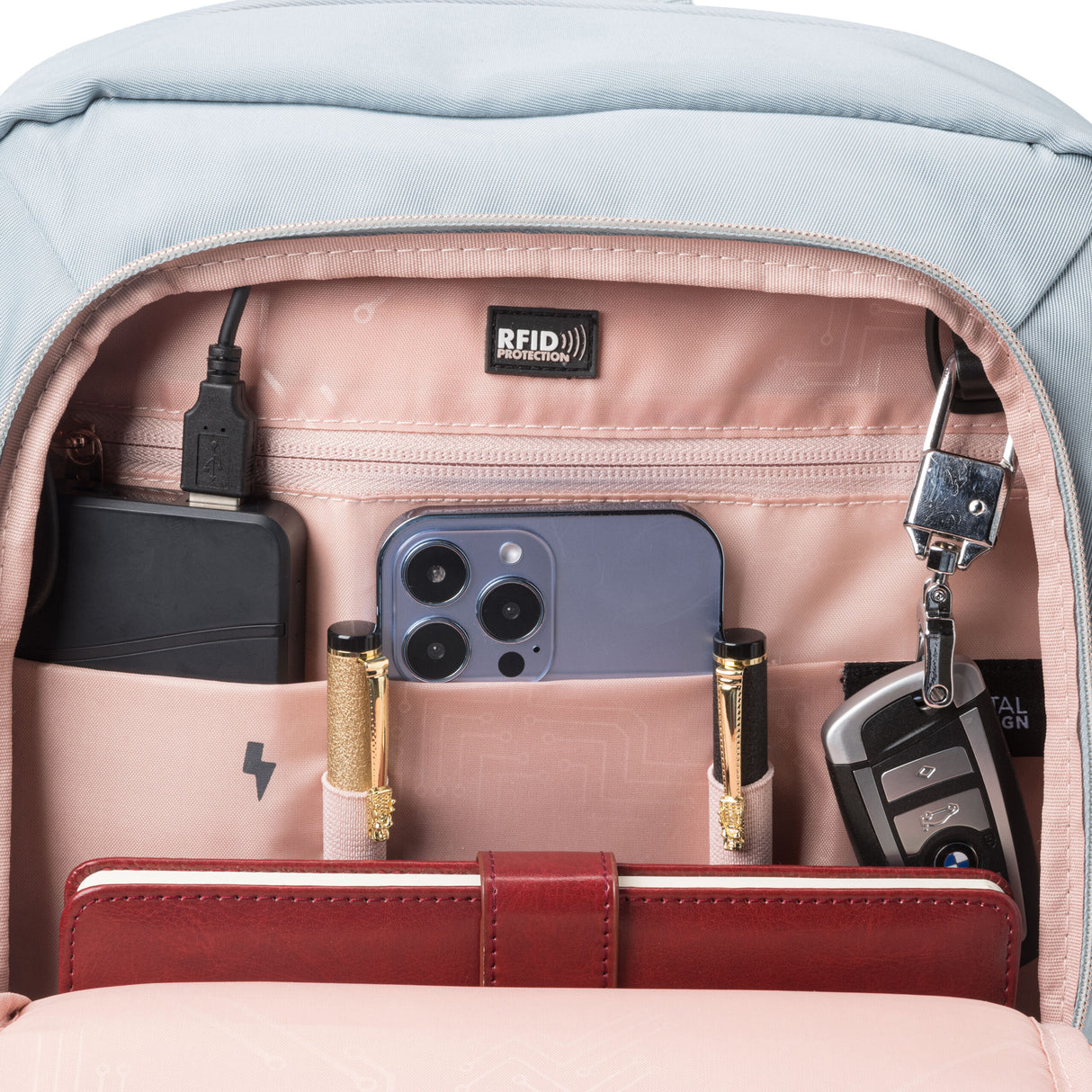 Swissdigital Design SD1006FB KATY ROSE Teal Blue Backpack with SDD Finder