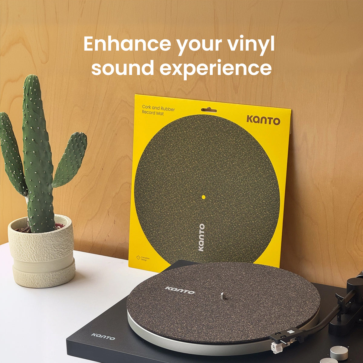 Kanto TT-CRM Cork & Rubber Turntable Mat with Anti-Static Design - Black