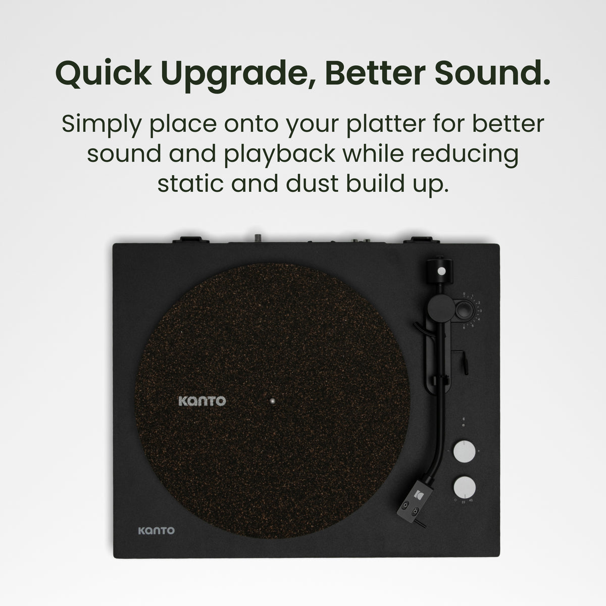 Kanto TT-CRM Cork & Rubber Turntable Mat with Anti-Static Design - Black