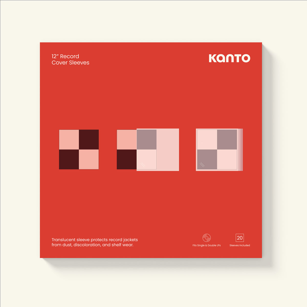Kanto TT-CS20 12" Vinyl Record Outer Cover Sleeves - 20 Pack - Black