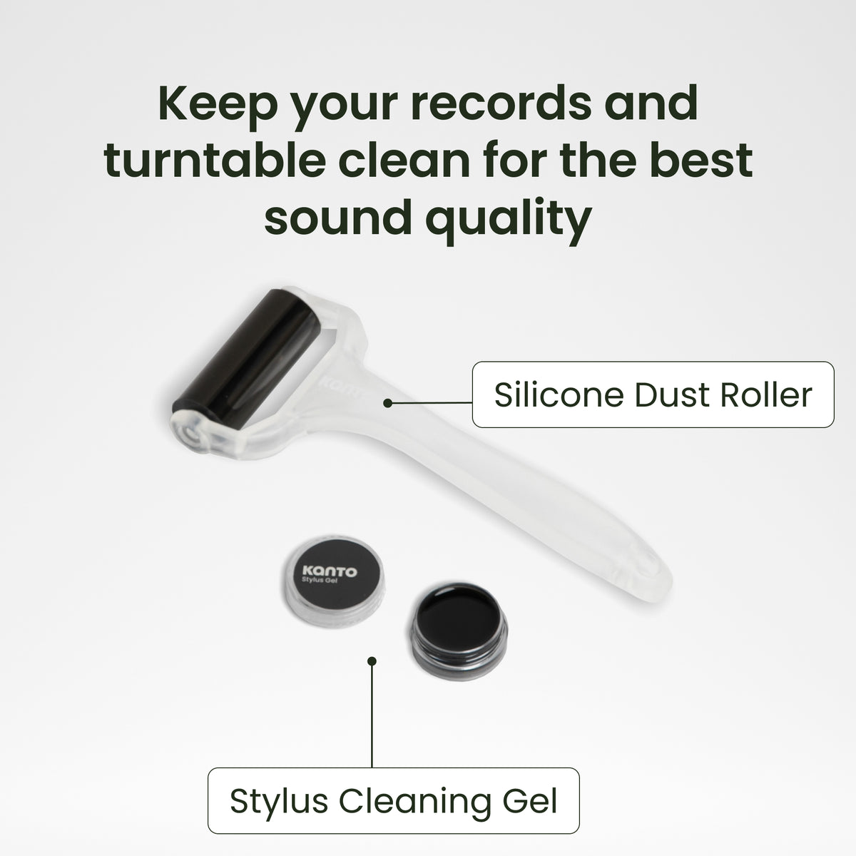 Kanto TT-GKIT Record And Stylus Cleaning Kit with Silicone Dust Roller - Black