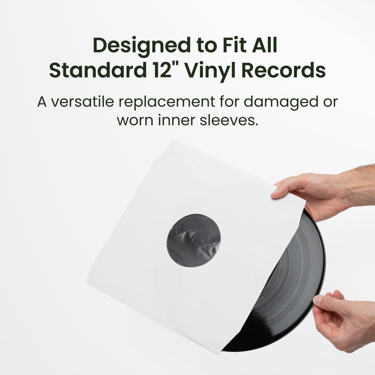 Kanto TT-IS20 12" Vinyl Record Inner Sleeves with Poly Lining - Black