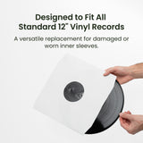 Kanto TT-IS20 12" Vinyl Record Inner Sleeves with Poly Lining - Black