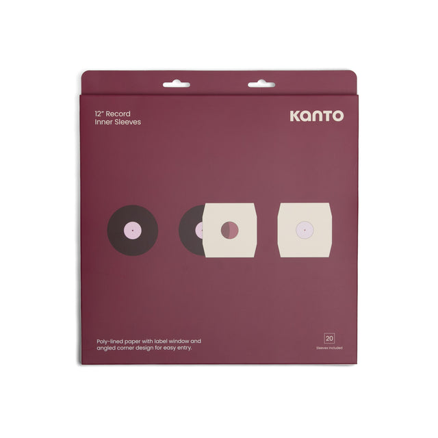Kanto TT-IS20 12" Vinyl Record Inner Sleeves with Poly Lining - Black